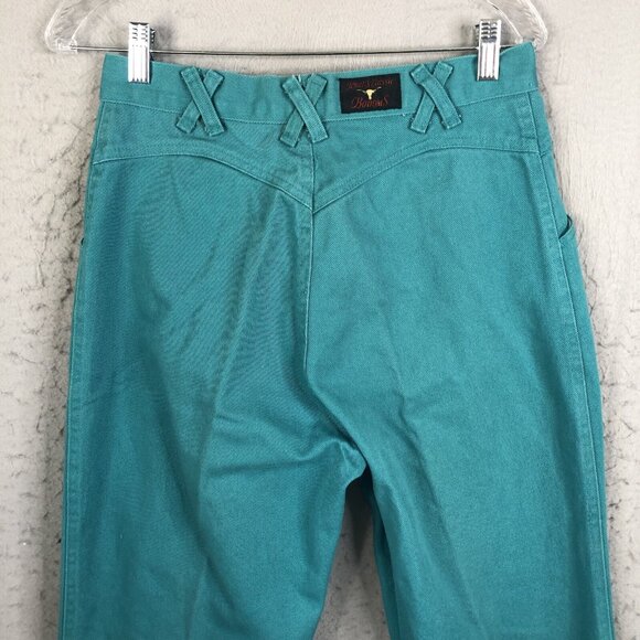 Vintage Jewells Classic Bottoms Jeans Jrs 11 Green Bareback Western High Waist - Picture 12 of 16